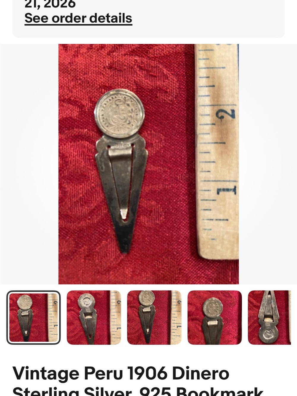 925 Sterling Silver Coin Bookmark - Black Patina
